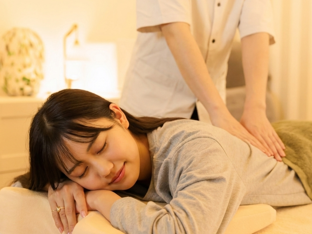 Deep-pressure back and shoulder massage — no kneading, client stays fully clothed