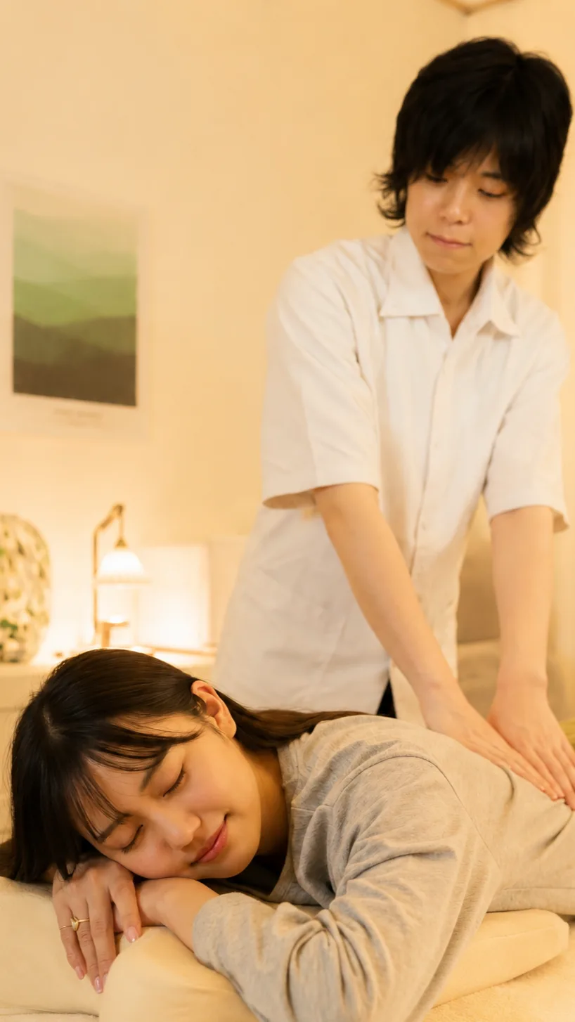 揉まない深層圧ボディケア|着衣のまま受けられる肩・背中のコリほぐし(十条)