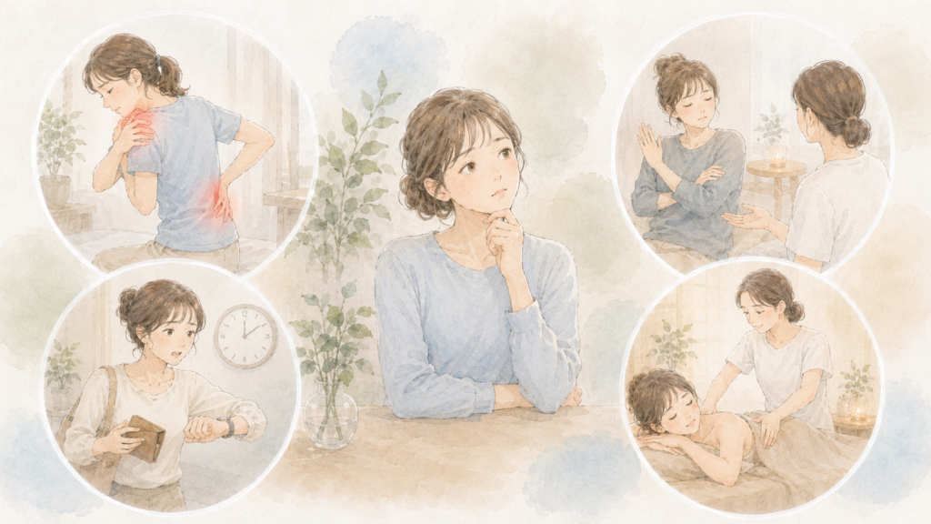 リラクゼーションサロン:リラクゼーションサロンが向いていない方(イメージイラスト)
