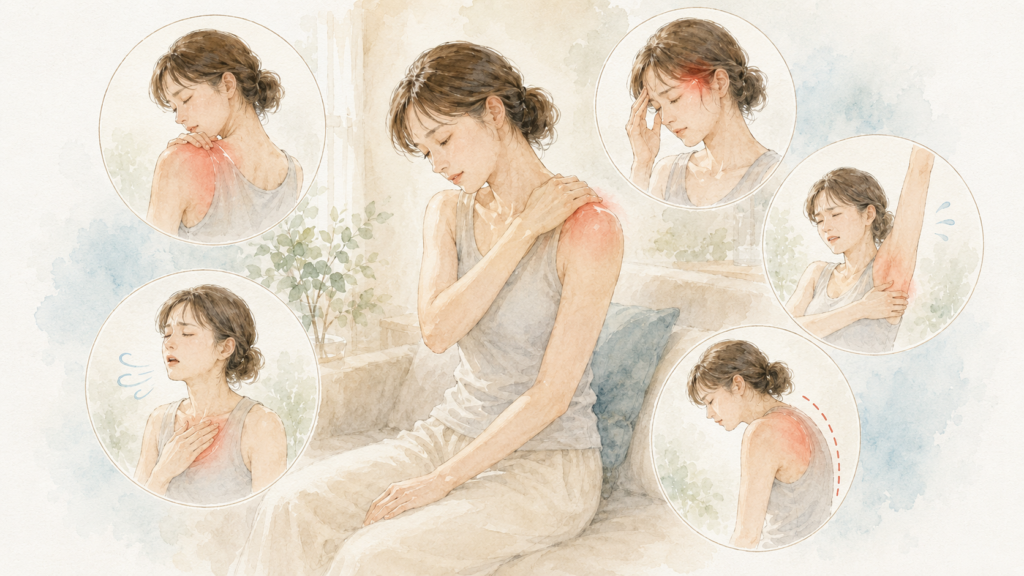 肩甲骨はがし:肩甲骨が硬いと身体にどんな影響があるか(イメージイラスト)