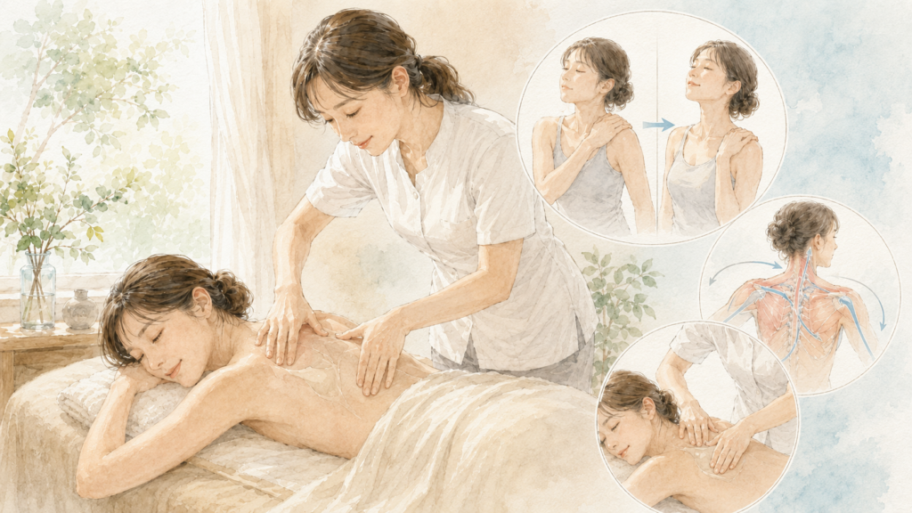 肩甲骨はがし:「肩甲骨はがし」は本当に効果があるのか(イメージイラスト)